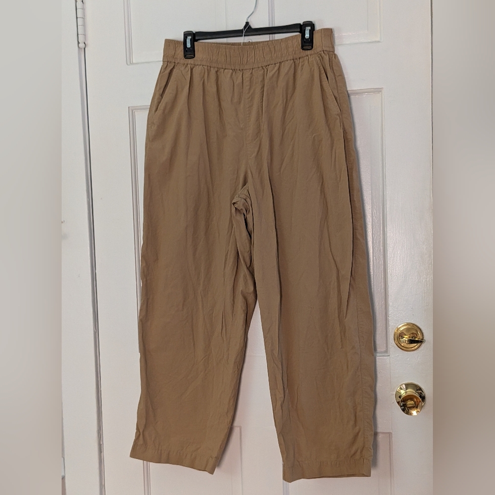 Madewell 100% Cotton Pull-On Wide Leg Pants Tan Large - Picture 2 of 4